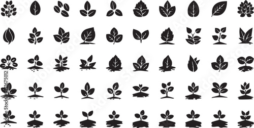 Gardening, Nature, and Plant Growth Solid Icons Set
