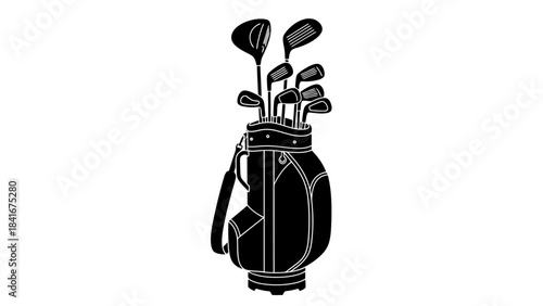 Golf Club Set in Bag Silhouette Sports Equipment Vector
