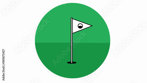 Golf Green Flag and Hole Icon Vector Illustration Sports Game Symbol