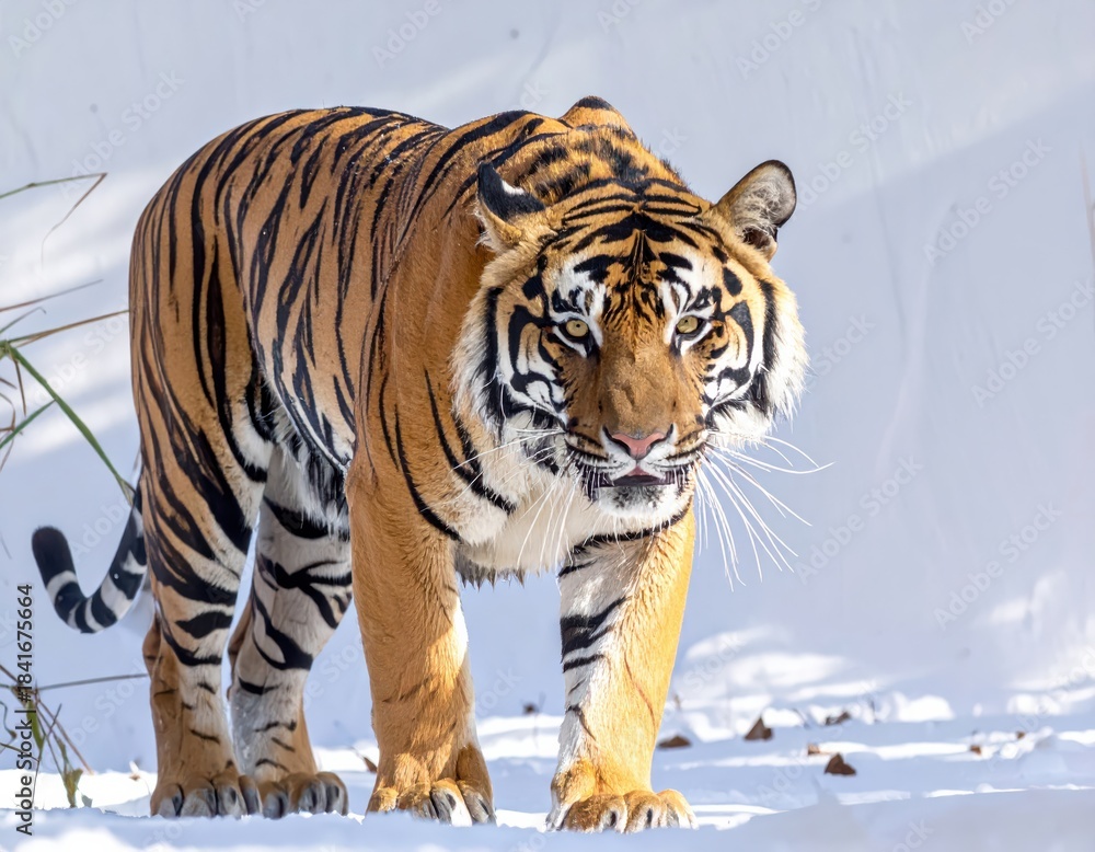 Obraz premium Majestic Tiger Walking Through Snow in Winter