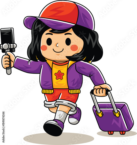 Woman Cartoon Traveller Worker
