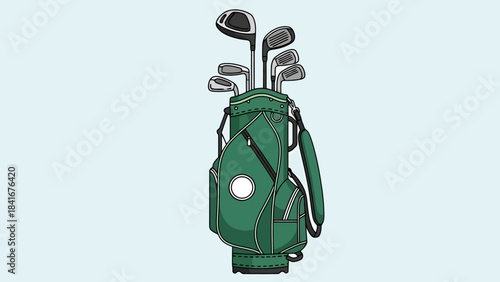 Green Golf Bag Filled With Assorted Clubs Ready for the Course