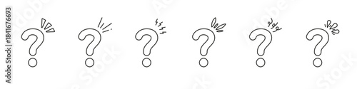 Question Mark Line Icon Set. Question Mark Outline Symbols. Question Points with Small Emphasis Marks. Editable Stroke. Isolated Vector Illustration