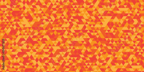Vector abstract geometric orange and yellow low polygon triangle paper wallpaper. origami paper background. gradient grid creative digital business triangular low textile design.