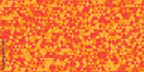 Vector abstract geometric orange and yellow low polygon triangle paper wallpaper. origami paper background. gradient grid creative digital business triangular low textile design.