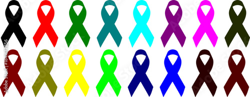Colorful Cause Awareness Ribbons Icon Set Vector Illustration