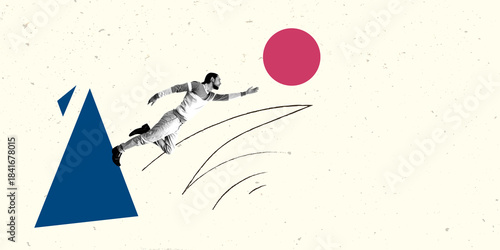 Modern Art Collage. Contemporary Artwork. Creative Design. Business Concept. Information Technology. Poster Banner Flyer Background. Job Work Man.