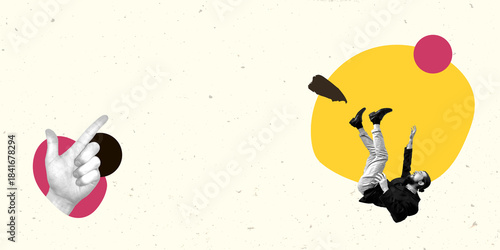 Modern Art Collage. Contemporary Artwork. Creative Design. Business Concept. Information Technology. Poster Banner Flyer Background. Job Work Man.