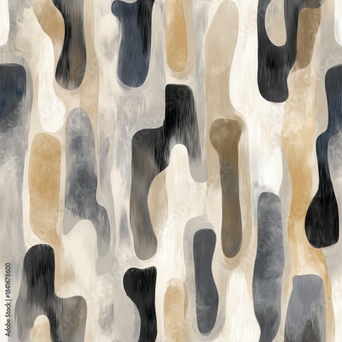 Abstract Organic Shapes Pattern in Neutral and Earthy Gray Tones.