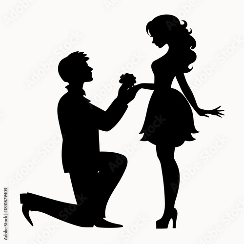 Silhouette of a young couple in love dancing vector illustration