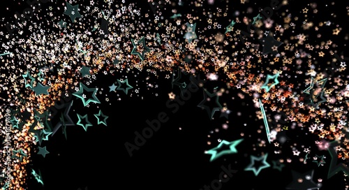 Bild auf Leinwand Dynamic abstract background featuring floating stars, creating a celestial and f