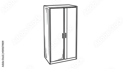 Modern wardrobe cabinet with two doors, vector illustration