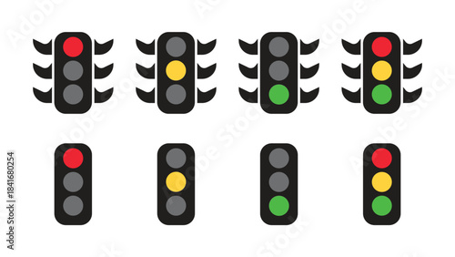 Traffic Signal Icons Collection, Stop, Wait, Go Lights