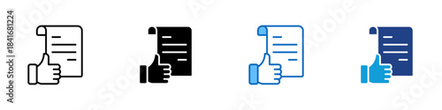 Approval List Multiple Style Icon Design Vector - document with a thumbs up, representing approval, confirmation, accepted tasks, or validated records