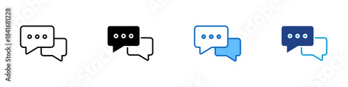 Chat Bubbles Multiple Style Icon Design Vector - Two overlapping speech bubbles indicating messaging, communication, or conversation exchange
