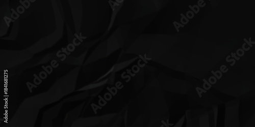 Abstract black parchment wrapping crumpled paper texture. creased page wrinkle retro rough distressed damage paper texture background.