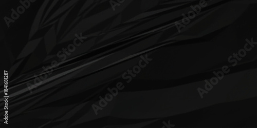 Abstract black parchment wrapping crumpled paper texture. creased page wrinkle retro rough distressed damage paper texture background.