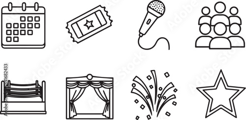 Vector icon set for web design with symbols for communication, home, and business