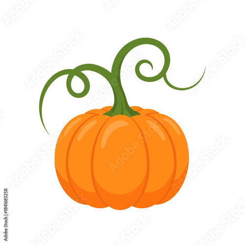 Vibrant autumnal gourd illustration with whimsical vine tendrils adding festive flair