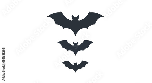 Vector illustration featuring a cascade of bats against a blank canvas aesthetic emblem design
