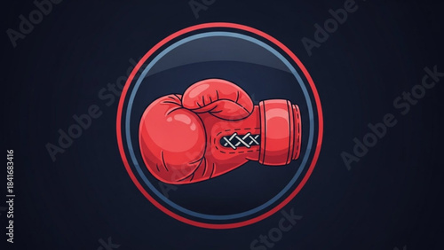 Boxing Glove Icon: A close-up view of a vibrant boxing glove, a symbol of strength and competition, illustrated within a striking circular design.