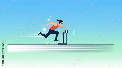 Overcoming the Hurdles: A determined athlete leaps over obstacles in a dynamic, stylized scene. The illustration conveys speed, agility, and determination.