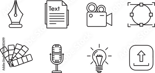 Set of vector kitchen utensil and tool icons illustration