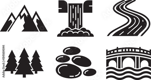 Ancient Greek symbol vector icon set illustration