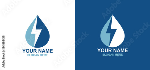 Blue Water Drop With Lightning Bolt Icon Symbolizing Energy, Power, And Clean Water