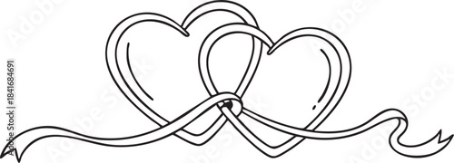 Elegant line art illustration of a heart with romantic flourishes