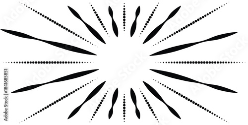 Abstract Sunburst and Radial Line Pattern Design Element. Geometric Starburst Frame for Decoration and Border.