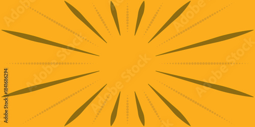 Bright Yellow and Orange Sunburst Background Design. Retro Comic Book Style Starburst Backdrop with Radial Lines.