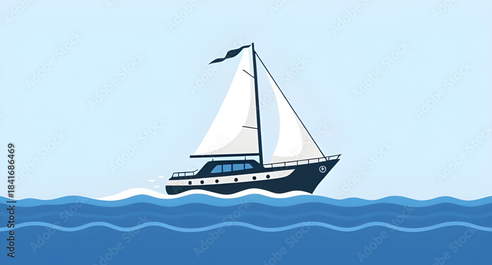 Naklejka premium sailing boat icon, sailboat sea icon, yacht ocean icon, boat on water vector, sailing ship icon, sailboat illustration, nautical boat icon, sea travel icon, marine boat symbol, sailboat outline icon, 