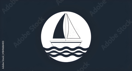 sailboat icon vector, sailing boat graphic, ocean yacht icon, boat sailing illustration, nautical sailing icon, sailboat water symbol, sea boat vector icon, maritime sailing design, yacht on waves ico