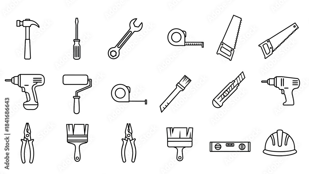 Obraz premium Geometric shapes and tools vector illustration isolated on white background