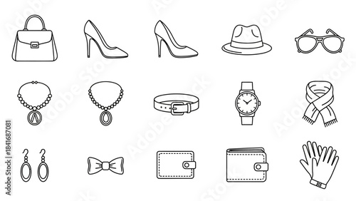 Fashion accessories icons set vector illustration design for diverse purposes