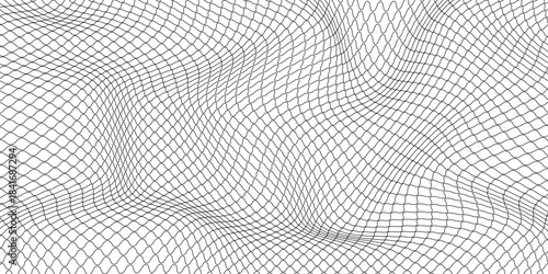 Grid wavy lines pattern, mesh square matrix stretch density texture