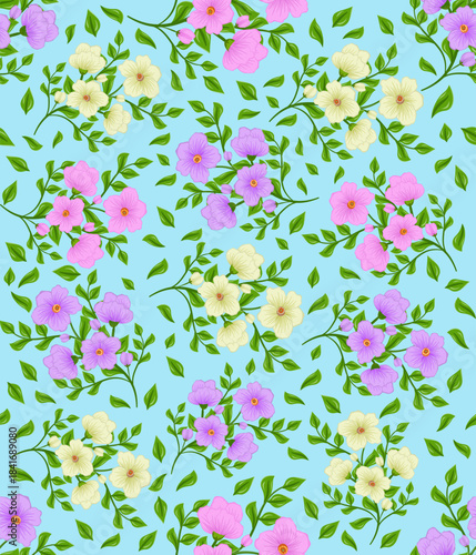seamless pattern with flowers, Ditsy Floral Pattern, Cottage Core Pastel Shade Flower Pattern , Surface Pattern Design, Nostalgic cottage botanical print for country core spring garden textiles