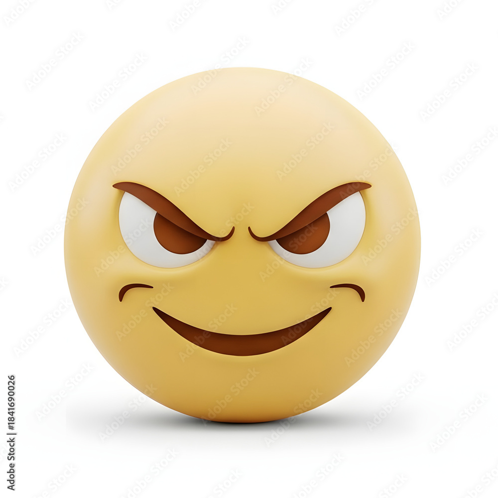 Fototapeta premium 3D Rendered Mischievous Expression Emoji with Subtle Shading and Detail