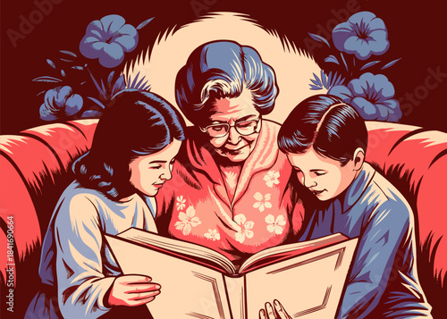 Vintage Mother's Day Celebration with Elderly Mom and Family