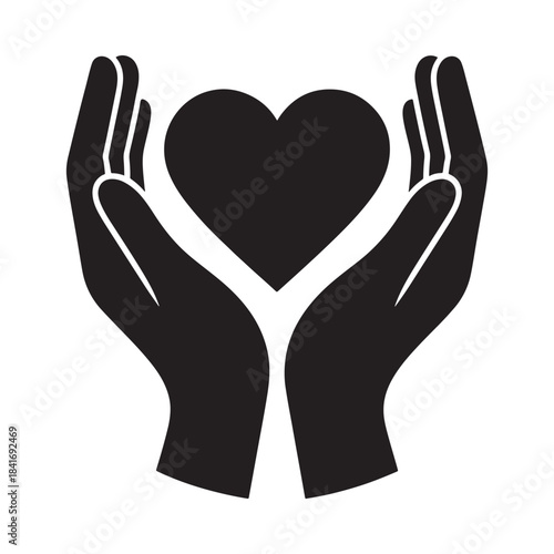 Hands cupping a heart icon, symbolizing love, care, and health protection