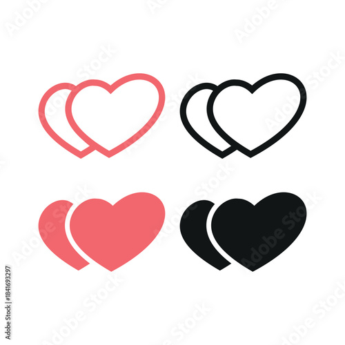 Romantic duo heart icon vector design template