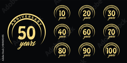 Collection of anniversary logo design template. Celebration days special graphic icon vector symbol concept
