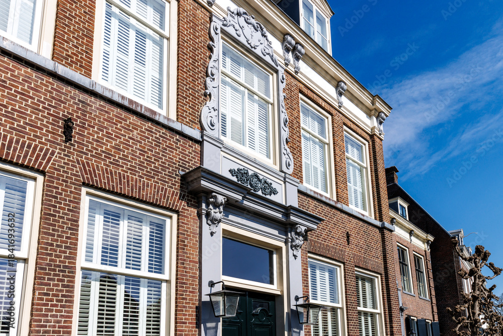 Obraz premium Facade of an old residential house in the historic center of Maarssen, Utrecht, the Netherlands, Europe