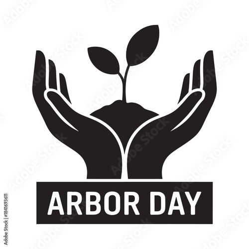 Arbor day icon representing environmental protection and tree planting