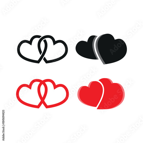Romantic duo heart icon vector design template
