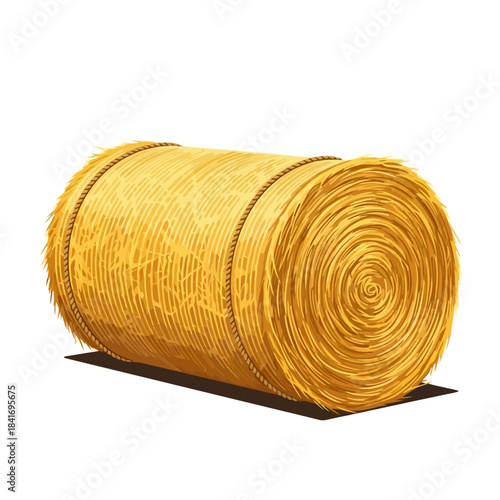 Golden Hay Bale Illustration - Rural Farm Agricultural Storage and Harvest Concept