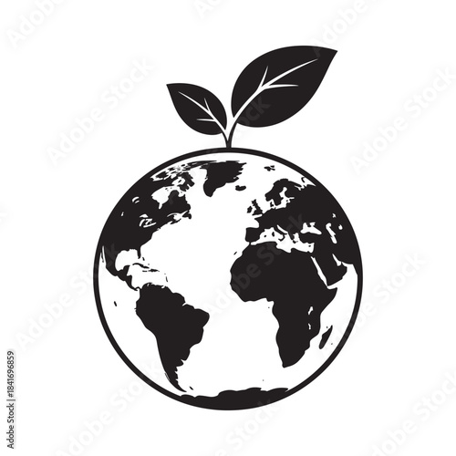Sustainable planet icon: a symbol of environmental protection and ecology