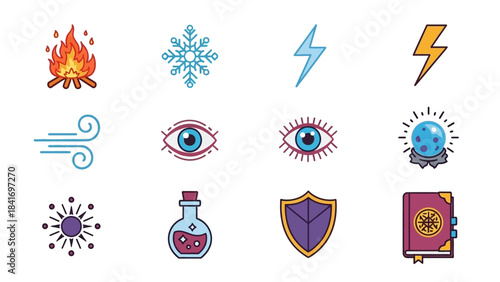 Magical elements and symbols illustration for conceptual and decorative uses