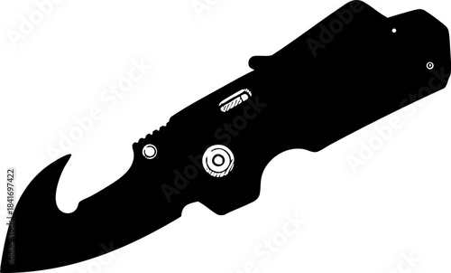 Utility Folding Pocket Knife Black Silhouette Vector Icon